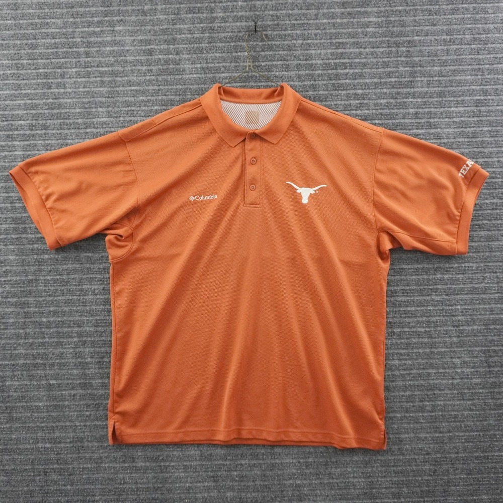 Columbia PFG Texas Longhorns Polo Shirt Mens XL Orange Vented NCAA Omni-Shade